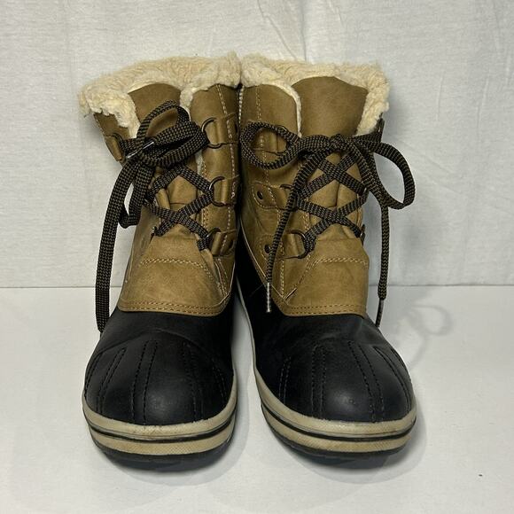 Pawz Ginnie Women's Tan/Black Snow Winter Boots Size 9 Wool Lining - Picture 2 of 8